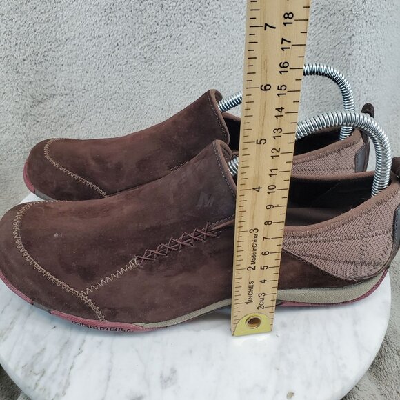 Merrell Shoes Womens Size 9 Coffee Bean Brown Suede Bisect Loafer - Picture 4 of 10